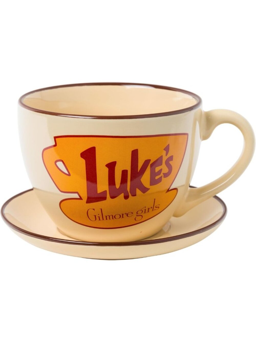 Oversized Silver Teacup & Saucer Set, 22oz Gilmore Girls Inspired Drinkware